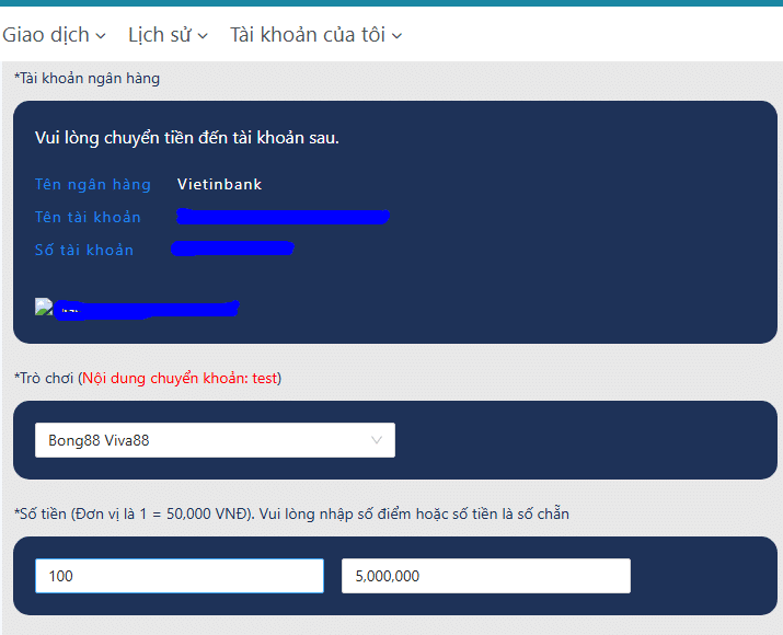 điền số tiền nạp sv388